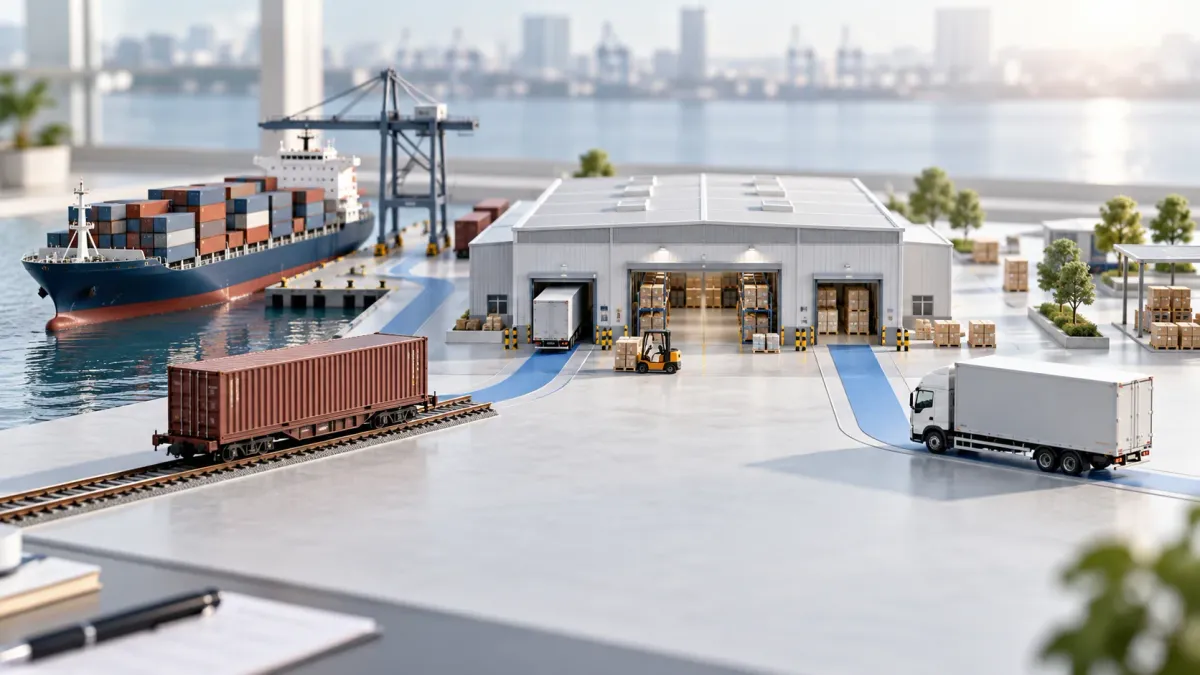 Supply-chain model connecting ocean freight, rail and local delivery