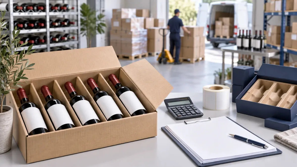 Illustration of wine storage and packaging cost planning