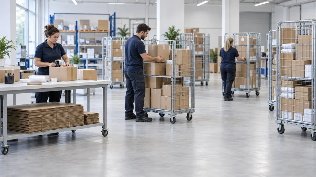 Illustration of temporary promotional stock space and parcel handling