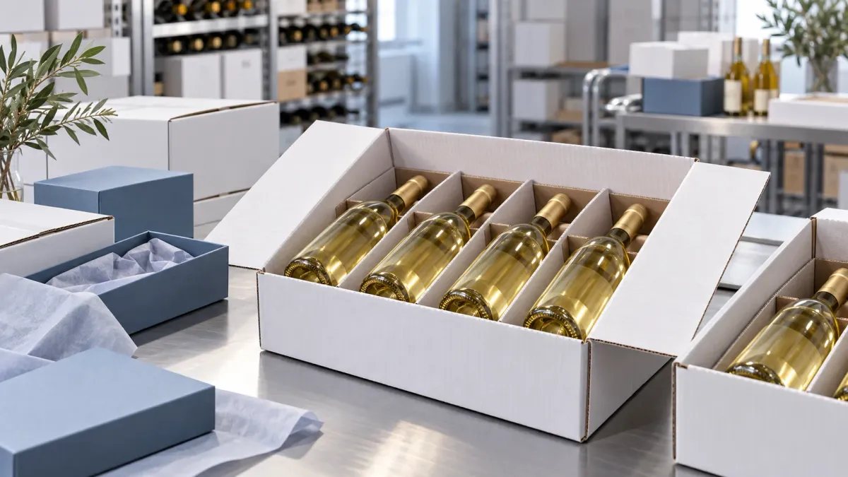 白葡萄酒避光包装与礼盒备货示意