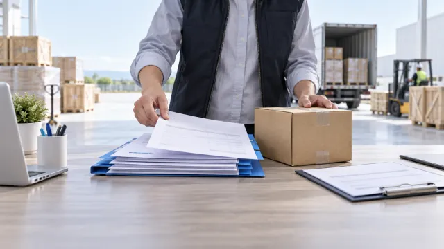 Conceptual export shipping documents and tax-refund paperwork review