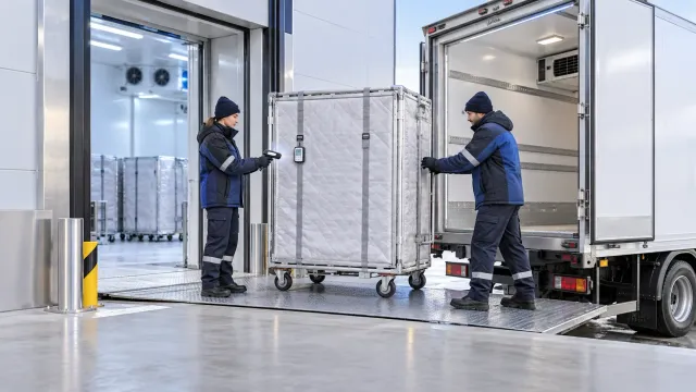 Conceptual temperature-controlled cargo handover with monitoring