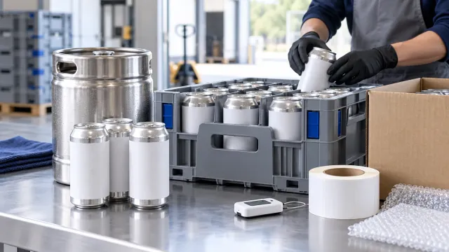 Conceptual craft-beer batch storage and labeling preparation
