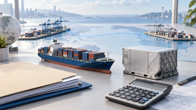 Conceptual trans-Pacific freight options and landed-cost planning