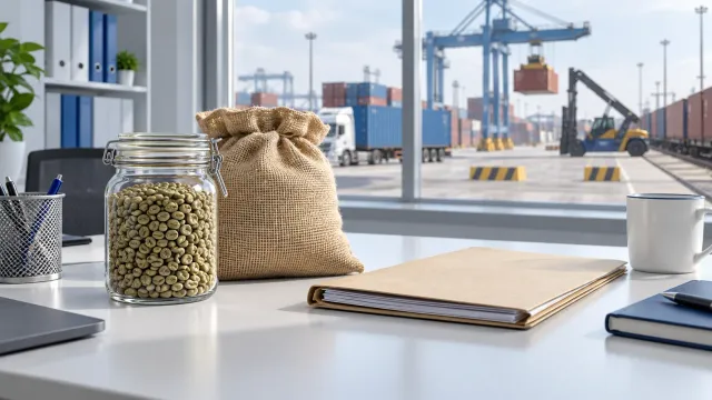 Illustration of coffee import goods and origin-document checks