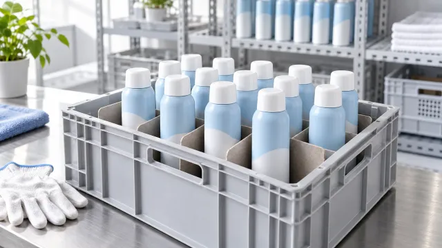 Illustration of protective sunscreen aerosol packaging and segregated storage