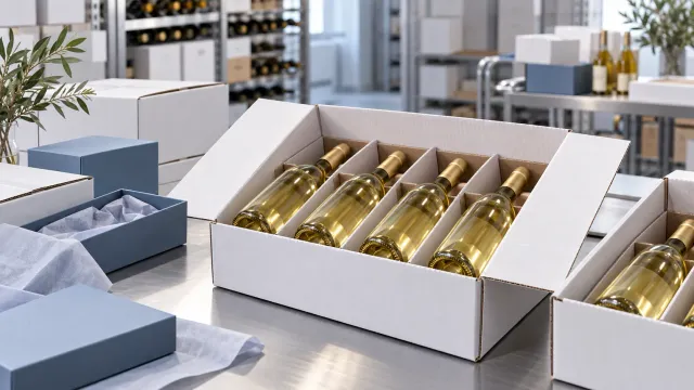 Illustration of light-protective white-wine packing and gift preparation